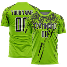 Laden Sie das Bild in den Galerie-Viewer, Custom Neon Green Black-White Splash Sports Sublimation Soccer Uniform Jersey
