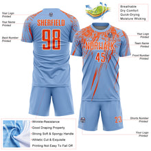 Load image into Gallery viewer, Custom Light Blue Orange-White Splash Sports Sublimation Soccer Uniform Jersey
