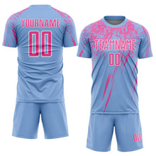 Load image into Gallery viewer, Custom Light Blue Pink-White Splash Sports Sublimation Soccer Uniform Jersey
