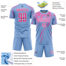 Load image into Gallery viewer, Custom Light Blue Pink-White Splash Sports Sublimation Soccer Uniform Jersey
