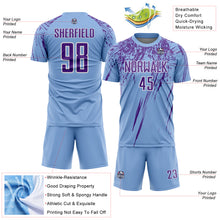 Laden Sie das Bild in den Galerie-Viewer, Custom Light Blue Purple-White Splash Sports Sublimation Soccer Uniform Jersey
