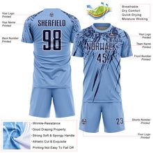 Charger l'image dans la galerie, Custom Light Blue Navy-White Splash Sports Sublimation Soccer Uniform Jersey
