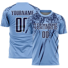 Charger l'image dans la galerie, Custom Light Blue Navy-White Splash Sports Sublimation Soccer Uniform Jersey
