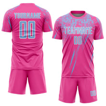Load image into Gallery viewer, Custom Pink Light Blue-White Splash Sports Sublimation Soccer Uniform Jersey

