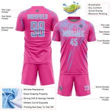 Load image into Gallery viewer, Custom Pink Light Blue-White Splash Sports Sublimation Soccer Uniform Jersey
