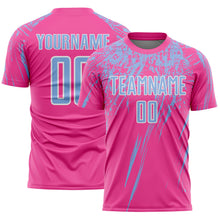 Load image into Gallery viewer, Custom Pink Light Blue-White Splash Sports Sublimation Soccer Uniform Jersey
