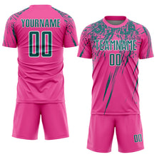 Laden Sie das Bild in den Galerie-Viewer, Custom Pink Teal-White Splash Sports Sublimation Soccer Uniform Jersey
