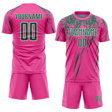 Charger l'image dans la galerie, Custom Pink Kelly Green-White Splash Sports Sublimation Soccer Uniform Jersey
