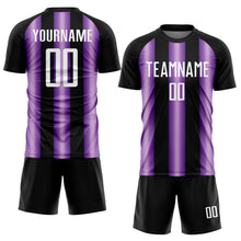 Load image into Gallery viewer, Custom Black White-Purple Stripes Sports Sublimation Soccer Uniform Jersey
