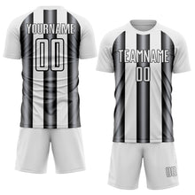 Загрузить изображение в средство просмотра галереи, Custom White Gray-Black Stripes Sports Sublimation Soccer Uniform Jersey
