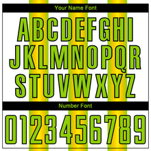 Load image into Gallery viewer, Custom White Neon Green Yellow-Black Stripes Sports Sublimation Soccer Uniform Jersey
