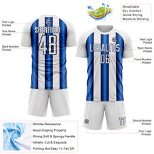 Laden Sie das Bild in den Galerie-Viewer, Custom White Blue-Navy Stripes Sports Sublimation Soccer Uniform Jersey
