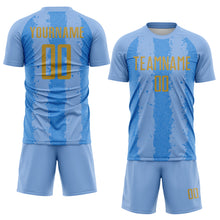 Загрузить изображение в средство просмотра галереи, Custom Light Blue Old Gold-Powder Blue Argentina Stripes Sports Sublimation Soccer Uniform Jersey
