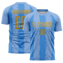 Загрузить изображение в средство просмотра галереи, Custom Light Blue Old Gold-Powder Blue Argentina Stripes Sports Sublimation Soccer Uniform Jersey
