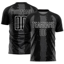 Загрузить изображение в средство просмотра галереи, Custom Black Steel Gray-White Stripes Sports Sublimation Soccer Uniform Jersey
