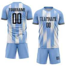 Загрузить изображение в средство просмотра галереи, Custom Light Blue Black-White Argentina Stripes Sports Sublimation Soccer Uniform Jersey
