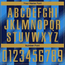 Загрузить изображение в средство просмотра галереи, Custom Powder Blue Old Gold-Navy Stripes Sports Sublimation Soccer Uniform Jersey
