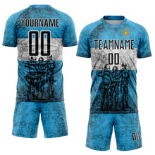 Load image into Gallery viewer, Custom Blue Black-White Argentina Patriotic Sports Sublimation Soccer Uniform Jersey
