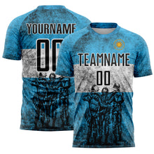 Load image into Gallery viewer, Custom Blue Black-White Argentina Patriotic Sports Sublimation Soccer Uniform Jersey
