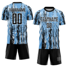 Laden Sie das Bild in den Galerie-Viewer, Custom Light Blue Black-White Argentina Splatter Pattern Sports Sublimation Soccer Uniform Jersey
