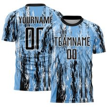 Laden Sie das Bild in den Galerie-Viewer, Custom Light Blue Black-White Argentina Splatter Pattern Sports Sublimation Soccer Uniform Jersey
