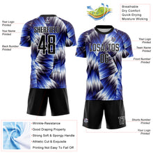 Загрузить изображение в средство просмотра галереи, Custom Black Royal-White Lines Sports Sublimation Soccer Uniform Jersey
