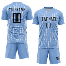 Laden Sie das Bild in den Galerie-Viewer, Custom Light Blue Black-White Argentina Splatter Pattern Sports Sublimation Soccer Uniform Jersey
