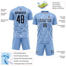 Laden Sie das Bild in den Galerie-Viewer, Custom Light Blue Black-White Argentina Splatter Pattern Sports Sublimation Soccer Uniform Jersey
