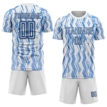 Custom White Light Blue-Black Argentina Splatter Pattern Sports Sublimation Soccer Uniform Jersey