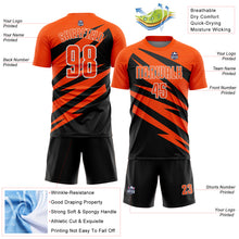 Laden Sie das Bild in den Galerie-Viewer, Custom Orange Black-White Abstract Line Sports Sublimation Soccer Uniform Jersey
