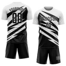 Загрузить изображение в средство просмотра галереи, Custom White Black Abstract Line Sports Sublimation Soccer Uniform Jersey
