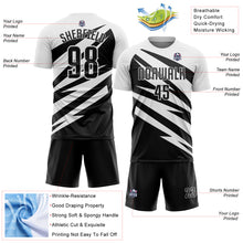 Загрузить изображение в средство просмотра галереи, Custom White Black Abstract Line Sports Sublimation Soccer Uniform Jersey
