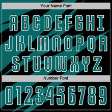 Laden Sie das Bild in den Galerie-Viewer, Custom Teal Black-White Abstract Line Sports Sublimation Soccer Uniform Jersey
