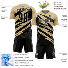 Charger l'image dans la galerie, Custom Vegas Gold Black Abstract Line Sports Sublimation Soccer Uniform Jersey

