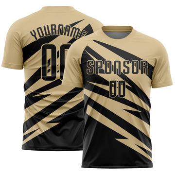 Custom Vegas Gold Black Abstract Line Sports Sublimation Soccer Uniform Jersey