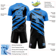 Charger l'image dans la galerie, Custom Powder Blue Black-White Abstract Line Sports Sublimation Soccer Uniform Jersey
