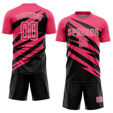 Load image into Gallery viewer, Custom Neon Pink Black-White Abstract Line Sports Sublimation Soccer Uniform Jersey
