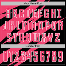 Load image into Gallery viewer, Custom Neon Pink Black-White Abstract Line Sports Sublimation Soccer Uniform Jersey
