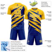 Charger l'image dans la galerie, Custom Yellow Royal-White Abstract Line Sports Sublimation Soccer Uniform Jersey
