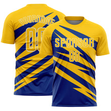 Charger l'image dans la galerie, Custom Yellow Royal-White Abstract Line Sports Sublimation Soccer Uniform Jersey
