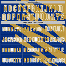 Laden Sie das Bild in den Galerie-Viewer, Custom Old Gold Royal-White Abstract Line Sports Sublimation Soccer Uniform Jersey
