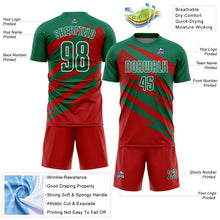 Загрузить изображение в средство просмотра галереи, Custom Kelly Green Red-White Abstract Line Sports Sublimation Soccer Uniform Jersey

