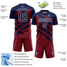 Load image into Gallery viewer, Custom Navy Crimson-White Abstract Line Sports Sublimation Soccer Uniform Jersey
