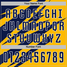 Load image into Gallery viewer, Custom Navy Gold-White Abstract Line Sports Sublimation Soccer Uniform Jersey
