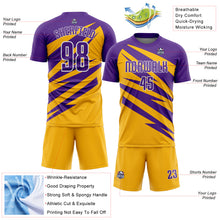 Load image into Gallery viewer, Custom Purple Gold-White Abstract Line Sports Sublimation Soccer Uniform Jersey

