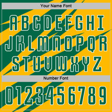 Load image into Gallery viewer, Custom Kelly Green Gold-White Abstract Line Sports Sublimation Soccer Uniform Jersey
