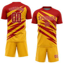 Load image into Gallery viewer, Custom Red Gold-White Abstract Line Sports Sublimation Soccer Uniform Jersey
