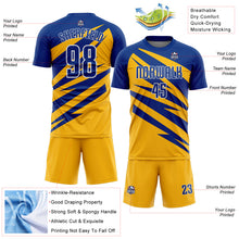 Laden Sie das Bild in den Galerie-Viewer, Custom Royal Gold-White Abstract Line Sports Sublimation Soccer Uniform Jersey
