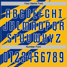 Laden Sie das Bild in den Galerie-Viewer, Custom Royal Gold-White Abstract Line Sports Sublimation Soccer Uniform Jersey
