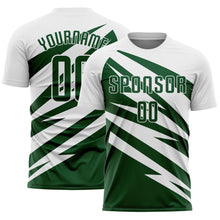 Load image into Gallery viewer, Custom White Green Abstract Line Sports Sublimation Soccer Uniform Jersey

